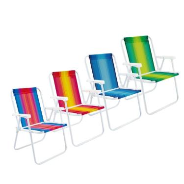 Imagem de Kit 4 Cadeiras de Praia Alta em Aço 110 kg  Mor