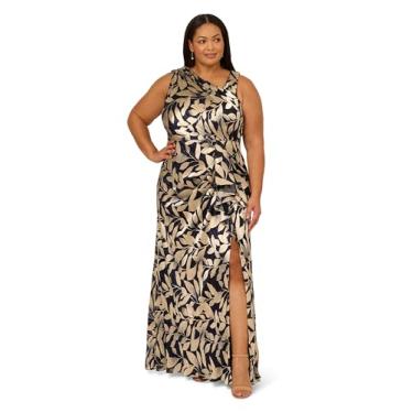 Imagem de Adrianna Papell Vestido feminino assimétrico, Azul-marinho/dourado, 54