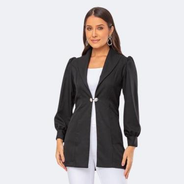 Imagem de Jaleco Blazer Gabardine Manga Curta ISA - Rosewood, Preto, G