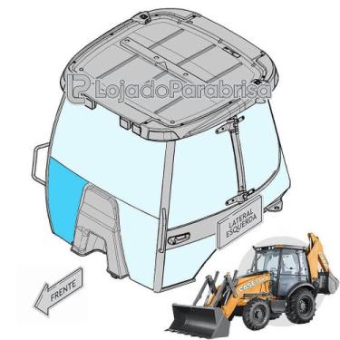 Imagem de Vidro Temperado Parabrisa Inferior Direito para Retroescavadeira Case 