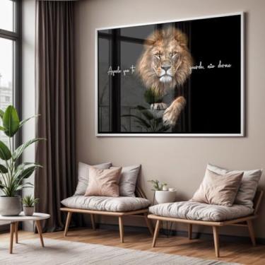 Imagem de Quadro com Moldura e Acrilico Cristal Vidro Sala Quarto Leão Aquele que te Guarda Salmos Decorativo Horizontal Grande Hall