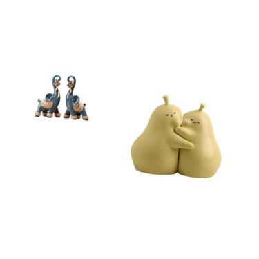 Imagem de Fenteer Escultura Moderna de Elefante em Resina E Suporte para Livros em Formato de Pera, Enfeite Colecionável de Cerâmica para Prateleira de Mesa, Decoração