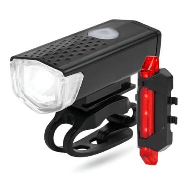 Imagem de Kit Lanterna Bike Farol Luzes de Bicicleta Led Recarregável USB a Prova da Água Acessorios Bicicleta Ciclismo Sinalizador Luz Dianteira Traseira Pisca Alerta