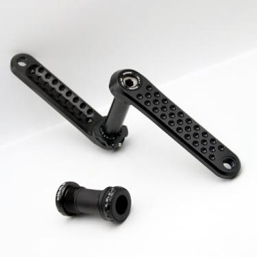 Imagem de EVOSID Conjunto de manivela de bicicleta de estrada 160 mm/165 mm/170 mm com suporte inferior compatível com bicicleta urbana, bicicleta dobrável, manivela de montagem direta de 3 parafusos (preto