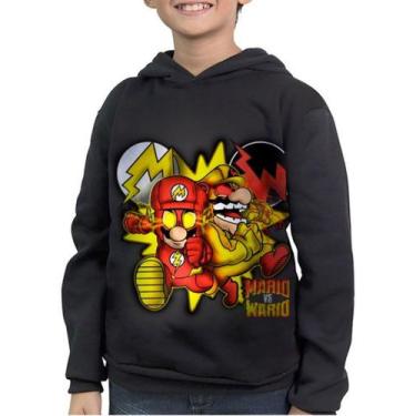 Imagem de Casaco Moletom Infantil Flash Vs Zoom Mario Vs Wario - smoke, Preto, 1