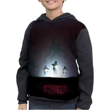 Imagem de Casaco Moletom Infantil Série Logo Stranger Things - smoke, Preto, 2