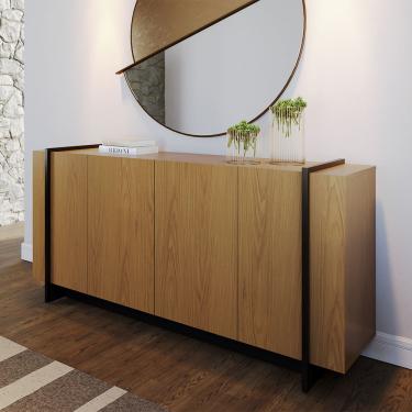 Imagem de Aparador Buffet 4 Portas Oliwia 160cm Sala Jantar Freijó/Preto Fosco C04 - D'Rossi