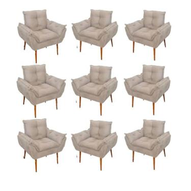 Imagem de Kit 09 Cadeiras Poltronas Opala Clinica Salão Balaqui Decor Cor:bege
