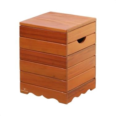 Imagem de Banqueta Banco Baú Ripada - Madeira Maciça, Acabamento Envernizado, Armazenagem