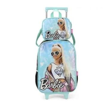 Imagem de Kit Mochila com Rodinha mala escolar Infantil Lancheira Menina Barbie-Feminino