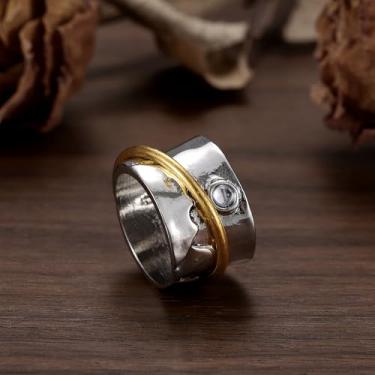 Imagem de Pedra da lua banhada a prata incrustada vintage padrão vale design amplo acessório personalizado ideal para uso diário feminino casual festa feriado aniversário amor joias presente, 7, Liga de aço