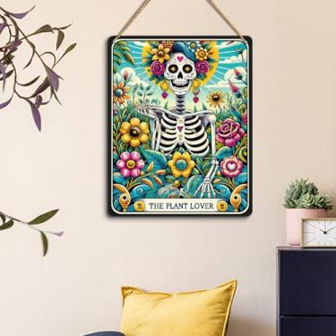 Imagem de Linda decoração de Halloween - Placa de pendurar caprichosa para decoração de casa assustadora, arte de parede misteriosa com designs enigmáticos, ótima para decoração de escritório de Halloween em