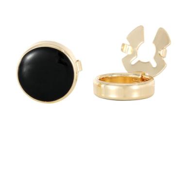 Imagem de Abotoaduras de argola pretas joias elegantes abotoaduras elegantes acessórios casuais de negócios