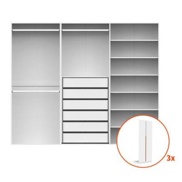 Imagem de Guarda-Roupa Modulado com 3 Cabideiros e 6 Prateleiras New Tuyo 6 Portas Articuladas 6 Gavetas 270 cm