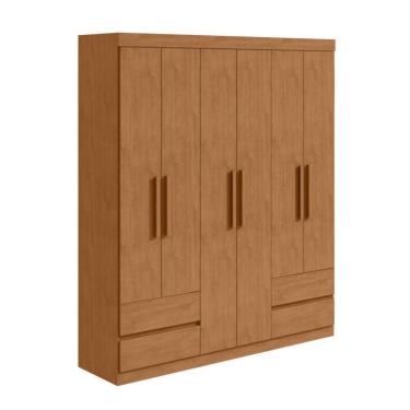 Imagem de Guarda-Roupa Casal Zeus sem Pés 6 Portas 4 Gavetas Amêndoa