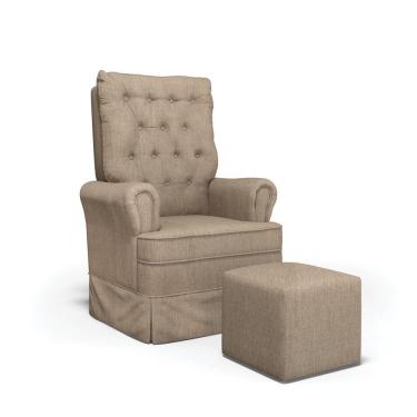 Imagem de Poltrona De Amamentação Balanço E Puff Laura Base Madeira Linho Bege Tb193 G01 - D'rossi