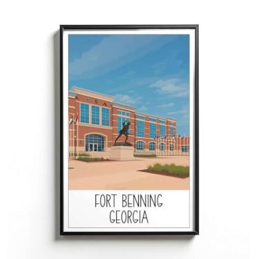 Imagem de LCGifts Pôster Fort Benning Georgia - Ilustração do Centro de Treinamento do Exército dos EUA - Arte da Escola de Infantaria - Decoração de Parede Militar Vintage - Pôster Patriótico Americano para