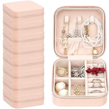 Imagem de Leezmark 8 peças de estojo de viagem de joias, conjunto de 8 presentes de dama de honra, organizador de joias portátil de veludo, pequena caixa de presente de dama de honra, caixa de armazenamento