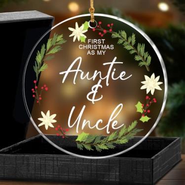Imagem de Enfeite de primeiro Natal como minha tia e tio, enfeites de Natal de acrílico presentes de anúncio de gravidez para tia e tio novos