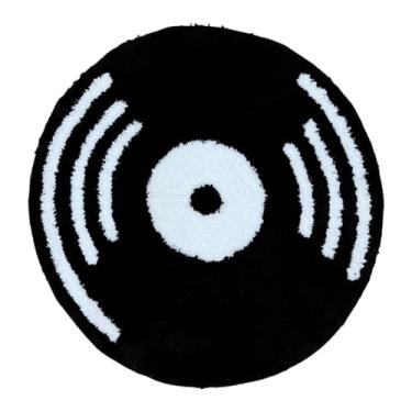 Imagem de LAKEA Tapete tufado criativo com disco de vinil, decoração de casa, decoração de casa, redondo, adorno macio, tapete de segurança para filmes de terror (31,5 x 80 cm)