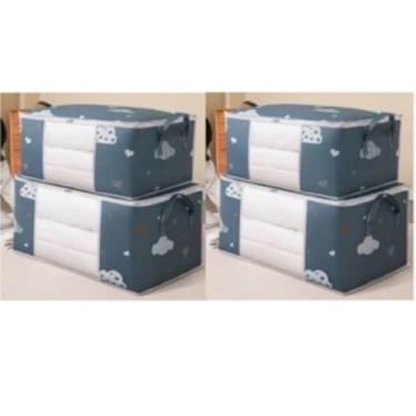 Imagem de Kit 4 Caixas Organizadoras de Roupas e Cobertores TNT Respirável – Anti Mofo, Anti Poeira e Anti Umidade para Armário, Closet e Edredom(4 Peça-Azul Marinho-141006)