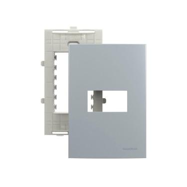 Imagem de Placa Com Suporte Margirius Sleek Colors 4x2 Para 1 Módulo Horizontal Cinza