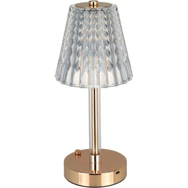 Imagem de Luminaria De Mesa Decorativa Led Usb Metal 29x12x12cm Ouro