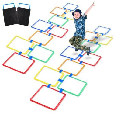 Imagem de Jogo ao ar livre Woanger Hopscotch, 2 conjuntos, quadrados de 38 cm