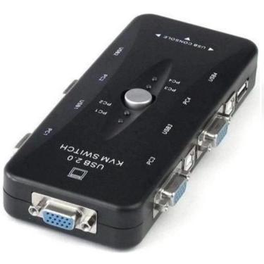 Imagem de Chaveador Kvm Switch 4x1 Usb Vga 4 Portas 4 Pcs-cpu Na Mesma Estação