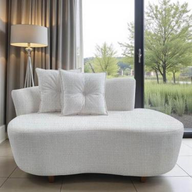 Imagem de Namoradeira Sofá Feijão Suria Orgânica Linho Bege - Mazzero Decor