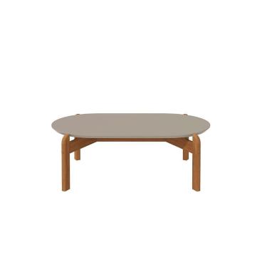 Imagem de Mesa De Centro Sala Lizz Oblonga Com Pés De Madeira Maciça Off White cedro