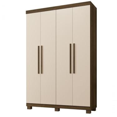 Imagem de Roupeiro Milão 4 Portas 3 Gavetas Benetil Imbuia/Off White