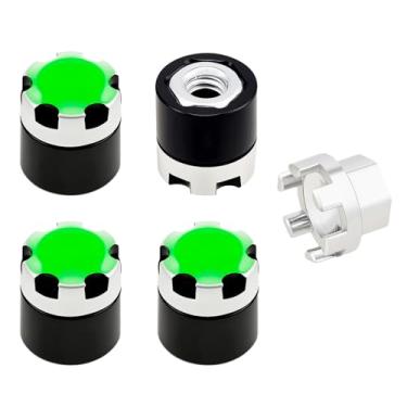 Imagem de TCRC 4PCS Night Glow Color Fluorescent Green Aluminum M4 Nut Wheel Rim Center Cap Manual Locking Hubs for 1/10 RC Crawler Car Traxxas TRX4 Axial SCX10 D90 Tamiya MST Redcat