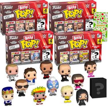 Imagem de WWE Funko Bitty Pop 4 Pack - Bundle with Mini Funko Pop Figures of The Undertaker, Batista, Rey Mysterio, Dusty Rhodes, More Plus Stickers | WWE Mini Figures Collectible Set