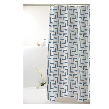 Imagem de Box Banheiro, Cortina Box Poliéster 198cm X 180cm com Ganchos Impermeável - Antimofo, Cortina Banheiro, Resistente(Geométrico)