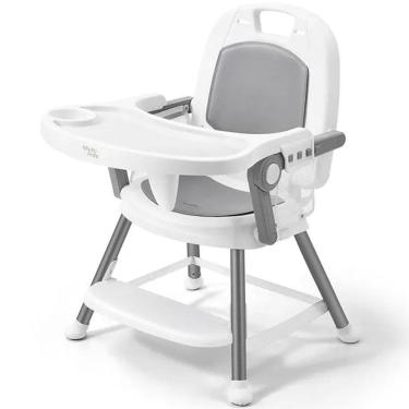 Imagem de Cadeirinha De Alimentação Para Bebê Multikids Baby Berry 3 em 1 Cadeira Refeição Alta Baixa Assento Elevação Infantil 6+ mes até 25kg Cinza Portátil