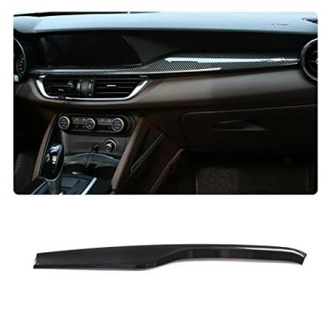 Imagem de Capa de painel de painel de carro para Alfa Romeo Stelvio 2017-2020 adesivo padrão de fibra de carbono decalque co-piloto acessórios de decoração de passageiro