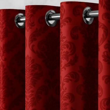 Imagem de Cortina Jacquard de 2,00 a 5,00 metros de largura para Sala Quarto Casa e Decoração (vermelho, 2,80 x 1,70)