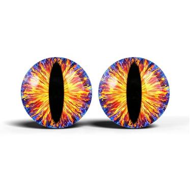Imagem de Olhos realistas de artesanato de vidro de 2,5 cm, design de íris vertical de gato animal, conjunto de 2 peças, globos oculares de cabochão abobadados, arte, taxidermia e suprimentos para fabricação de