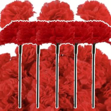 Imagem de 10 peças de flores artificiais de calêndula, cabeças de flores de calêndula de seda com hastes, flores artificiais para decoração de Diwali, casamento indiano, casa, guirlanda de guirlanda DIY