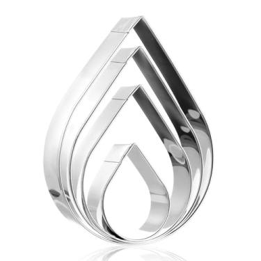 Imagem de Conjunto de cortadores de biscoito de aço inoxidável/pingos de chuva, 12,7 cm, 10,2 cm, 7,6 cm, 5 cm, molde de cortador de biscoito de pétala de rosa de aço inoxidável para decoração de panificação