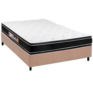 Imagem de Cama Box Casal: Colchão Espuma Castor D33 Black E White + Base Crc Suede Clean(138x188)