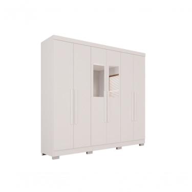 Imagem de Guarda Roupa Casal 6 Portas Recife Com Espelho Salleto Branco