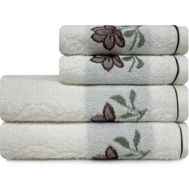 Imagem de Jogo de Toalhas 4 Peças Banho e Rosto 100% Algodão Karsten Encanto