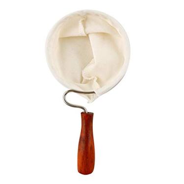 Imagem de Filtro de café de pano de flanela feito à mão, saco de filtro de café reutilizável com alça de madeira