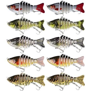 Imagem de Kit 10 Iscas Artificiais 6 Sessões lambari articulada efeito realista-Unissex