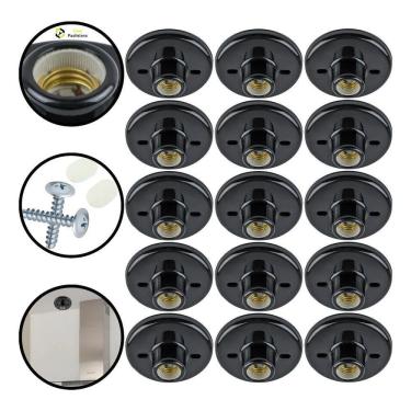 Imagem de 15 Plafonier Plafon Branco 100W Bocal Porcela Preto 127/220V