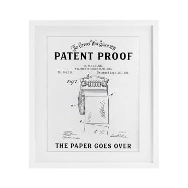 Imagem de Stupell Industries Papel higiênico passa sobre impressão emoldurada branca sob vidro, design por letras e forro, 40,6 x 33,5 cm