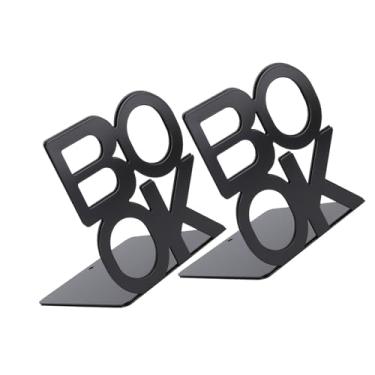 Imagem de Bookends de Metal Com Personagens de Livros para Decoração de Mesa de Casa Escolar, Organizadores de Livros de Ferro Resistentes [biblioteca Doméstica de escritório] (Par preto
