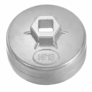 Imagem de HARFINGTON Chave de tampa de filtro de óleo 15 flautas 74 mm diâmetro interno 1/5.1 cm acionamento quadrado tipo copo de alumínio unidade métrico filtro de óleo ferramentas de remoção de soquete de